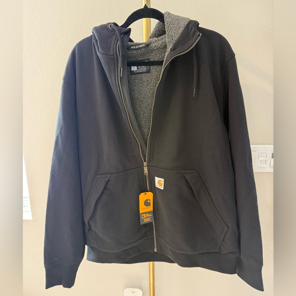 CARHARTT RAIN DEFENDER RELAXED FIT MIDWEIGHT SHERPA-LINED FULL-ZIP SWEATSHIRT